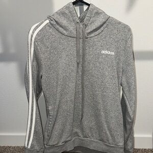 Adidas Heather Gray Hoodie with White Accents